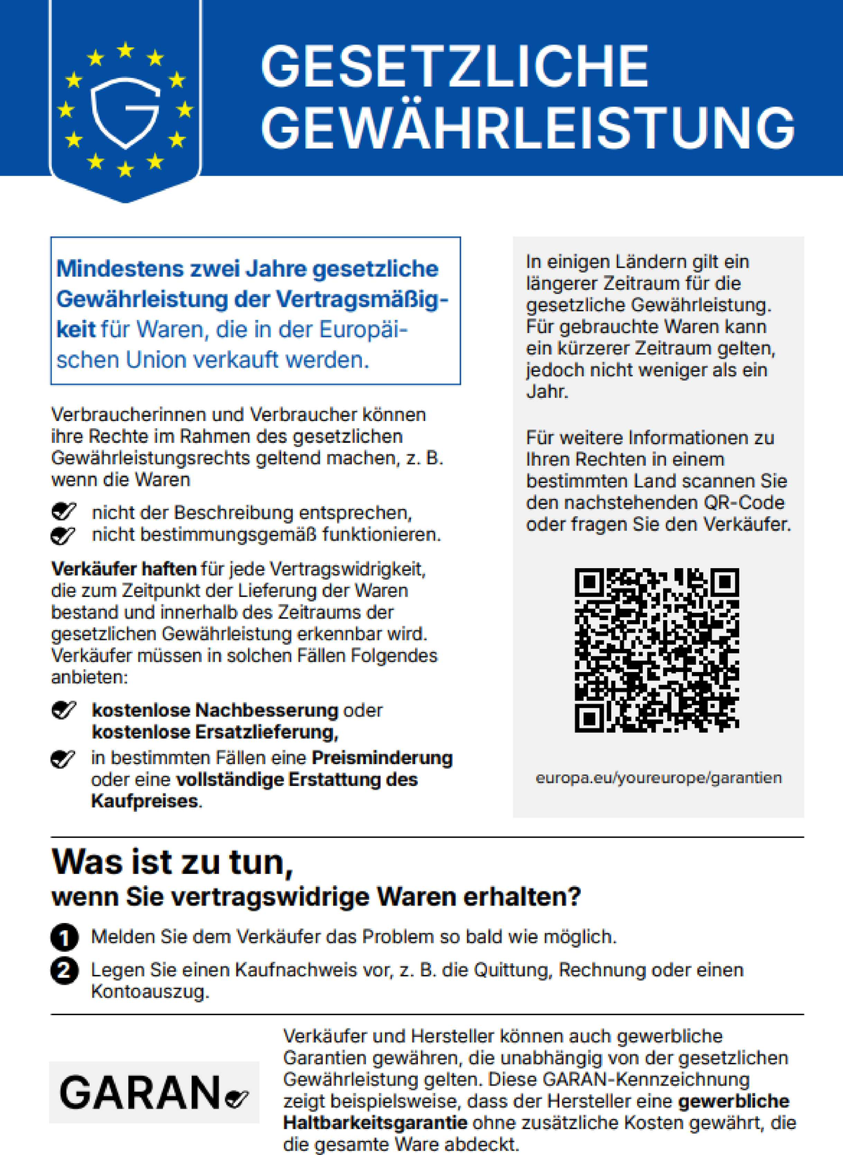 Offizielle EU-Mitteilung zur gesetzlichen Gewährleistung