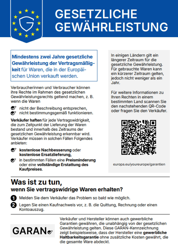Official EU notice on the legal guarantee